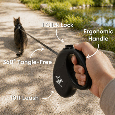 WanderLeash™ Anti-Slip Handle, One-Hand Brake Retractable Cat Leash