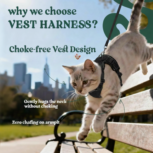 RoamReady™ Escape-Proof Cat Harness + TangleFree Leash