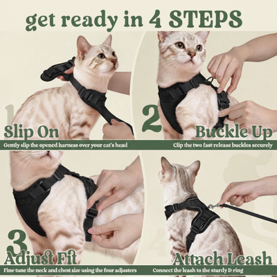 RoamReady™ Escape-Proof Cat Harness + TangleFree Leash