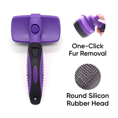 FurFlow™ Self Cleaning Deshedding Slicker Brush Grooming Tool