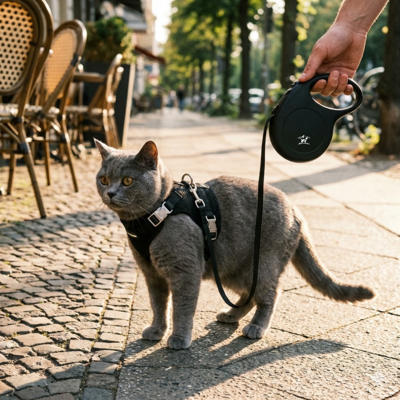WanderLeash™ Anti-Slip Handle, One-Hand Brake Retractable Cat Leash